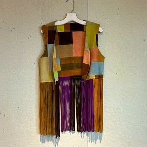 Vintage Patchwork Authentic Suede Festival Fringe Vest